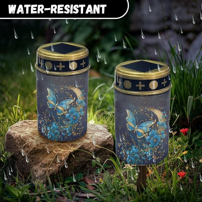 Butterfly Moon Flower Cemetery Solar Lights Garden Solar Lights Outdoor Solar Stake Lights with Led Warm White | Lumora