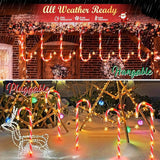 12 Pack Christmas Decorations Outdoor Solar Candy Cane Lights, Solar Christmas Pathway Lights with USB Charge, 10 | Lumora