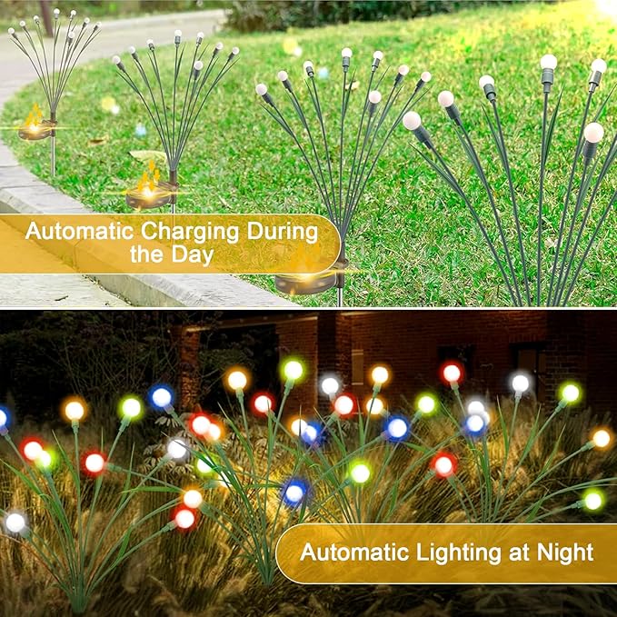2 Pack Solar Garden Lights, 20 LEDs Solar Lights Outdoor, Solar Swaying Firefly Lights, Garden Solar Lights, Solar Firefly Lights Outdoor Waterproof for Yard Patio Pathway Decoration