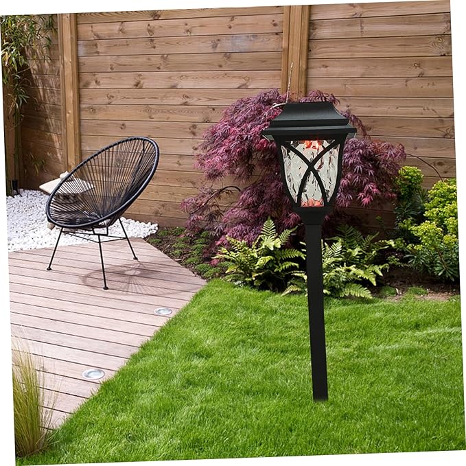 Tofficu 4pcs Solar Pathway Lights Outdoor LED Garden Lighting Patio Landscape Lamps with Warm and Blue Glow for Decoration