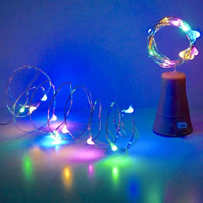6 Pack Solar Powered Wine Bottle Lights, 20 LED Waterproof Copper Cork Solar Lights for Wedding Christmas, Outdoor, Holiday, Garden, Patio, Pathway Decor (Colorful)