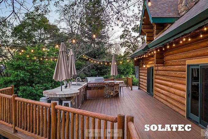 Solatec LED String Lights, Shatterproof 96FT 30 Hanging Sockets Commercial Grade Waterproof 2W Outdoor String Light Decor for Patio, Garden, Balcony, Deck S14 2W (30 Lights 96FT)