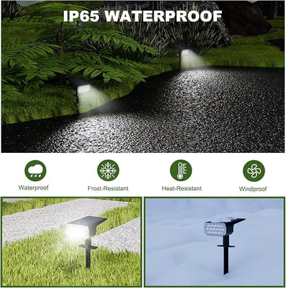 Solar Spot Lights Outdoor Waterproof, 16 LED High Brightness Solar Lights Outdoor, 2 Pack 2-in-1 Landscape Lighting for Yard Garden, 1800mAh Cool White, 3 Modes Solar Lights IP65