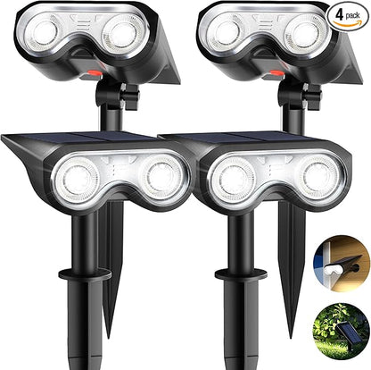 Solar Spot Lights Outdoor, IP67 Waterproof 4 Pack 3 Lighting Modes Landscape Spotlights for Yard Garden Yard Pool Fence House Garage Pathway