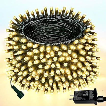 Upgraded 75.8 FT 200 LED Christmas String Lights Outdoor/Indoor, Timer & Memory Function & 8 Modes, Extendable Green Wire Waterproof Fairy String Lights for Xmas Tree Holiday Party Garden (Warm White)