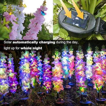 Solar Garden Lights Outdoor,4 Pack Colorful Waterproof Decorative Solar Lights Outdoor 20 LED Hyacinth Flower Garden Decor Yard Patio Lawn, Gifts for Mother's Day Mom