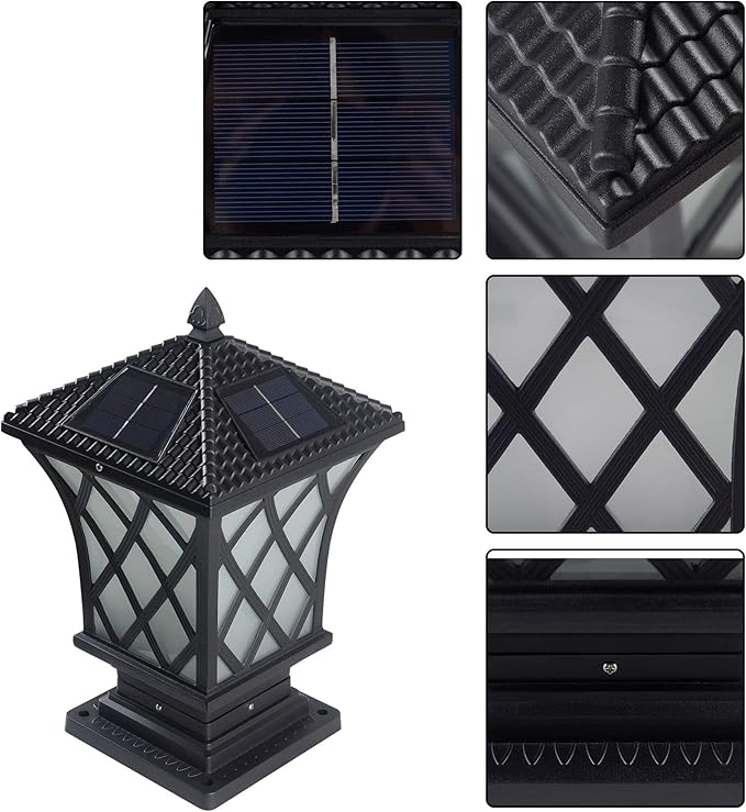 Kendal Large Outdoor Solar Powered LED Light Lamp (Black-8406)