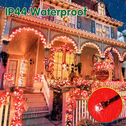 XURISEN 551FT 1400 LED Christmas Lights Outdoor Green Wire String Lights 8 Modes with Timer Memory Waterproof Fairy Light Plug in for Xmas Tree Wedding Yard Party Holiday Decorations(Red+White)