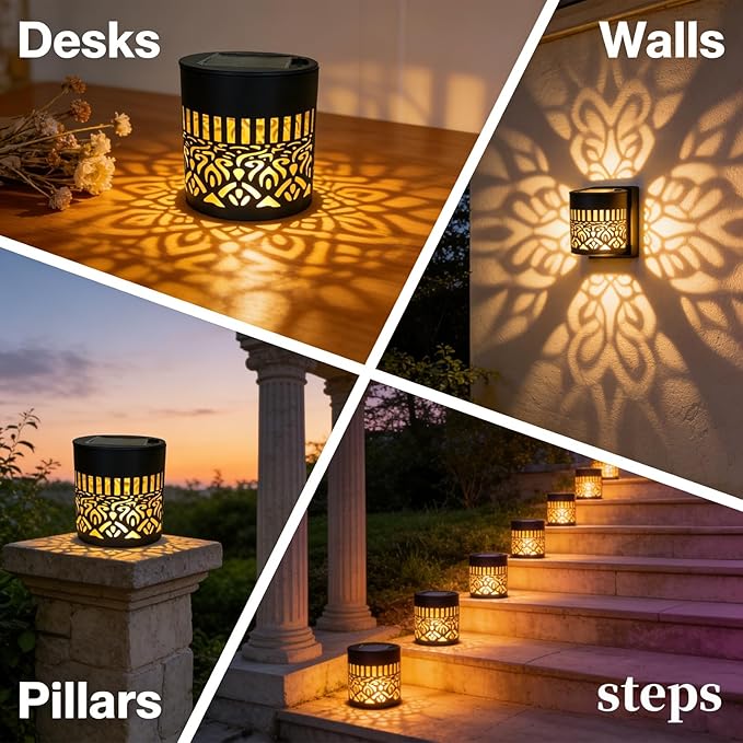 Decorative Solar Mandala Lights, Metal Solar Powered Mandala Light Outdoor Waterproof LED Deck Step Wall Lights | Lumora