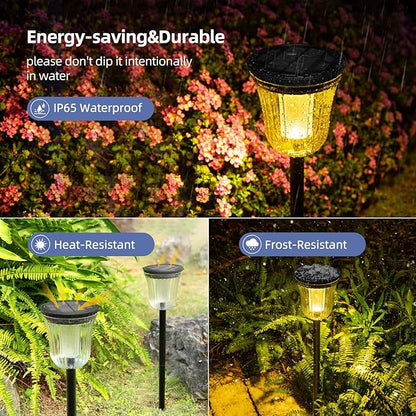 Solar Lights for Outside 5 Pack, Super Bright Solar Pathway Lights Waterproof,Up to 14 Hrs Auto On/Off Garden Lights Powered Landscape Lighting for Path Yard Garden Walkway
