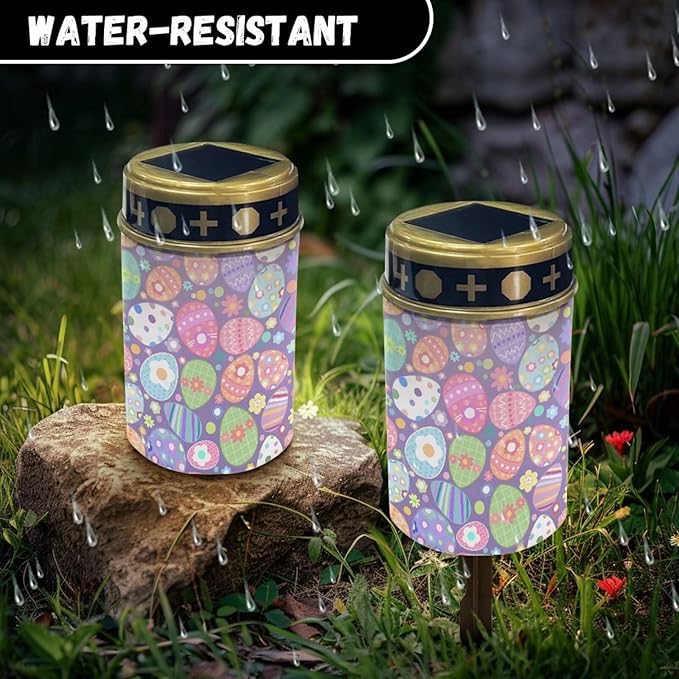 Colorful Eggs Solar Garden Lights Solar Decorative Lights, Waterproof Solar Outdoor Lights,Solar Stake Lights for Cemetery Grave Garden Patio Yard Lawn Decoration
