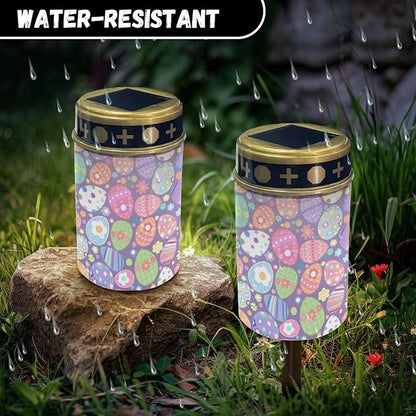 Colorful Eggs Solar Garden Lights Solar Decorative Lights, Waterproof Solar Outdoor Lights,Solar Stake Lights for Cemetery Grave Garden Patio Yard Lawn Decoration
