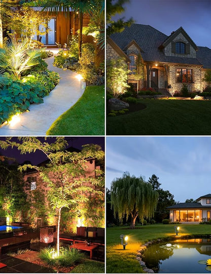 ZYAN Solar Landscape Spotlights, Separate Monocrystalline Panels & USB-C Powered 5400mAh All-Night Auto On Off Dusk to Dawn, Outdoor IP65 Waterproof, Warm White for Yard Pathway Patio (4 Pack)