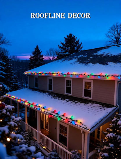 C7 Multicolor Christmas Lights 25Ft C7 Christmas String Lights Outdoor with 27 Incandescent Light Bulbs, Multicolor String Lights for Xmas Tree Decor Patio, 5 Watt E12 Candelabra Base