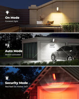2 Pack Motion Sensor Outdoor Lights, 10000mAh Rechargeable 600 Lumen Battery Operated Outdoor Wall Lights with 3 | Lumora