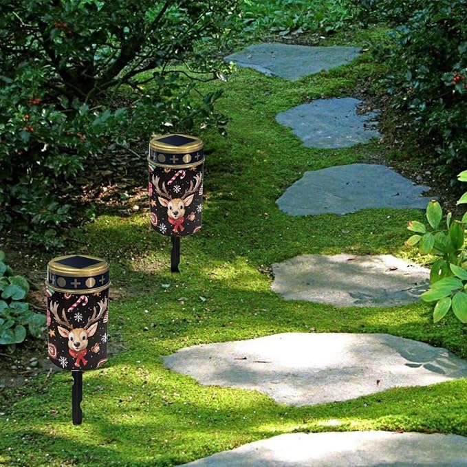 Reindeer Snowflake Solar Cross for Cemetery Outdoor Xmas Waterproof Solar Grave Lights Yard Park Decoration