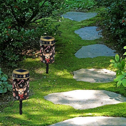 Reindeer Snowflake Solar Cross for Cemetery Outdoor Xmas Waterproof Solar Grave Lights Yard Park Decoration