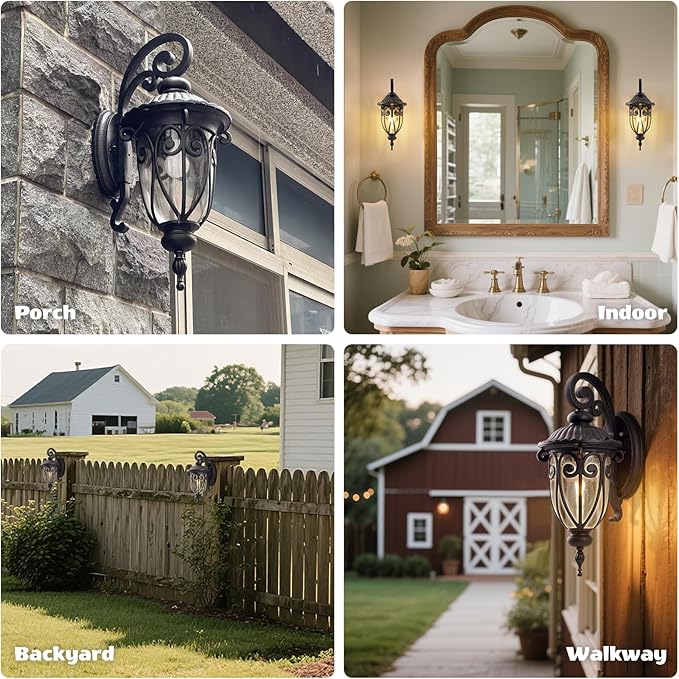 18 Inch Outdoor Porch Light with Wall Mount, Antique Bronze Exterior Wall Sconce Lantern for Garage, Vintage Outer | Lumora