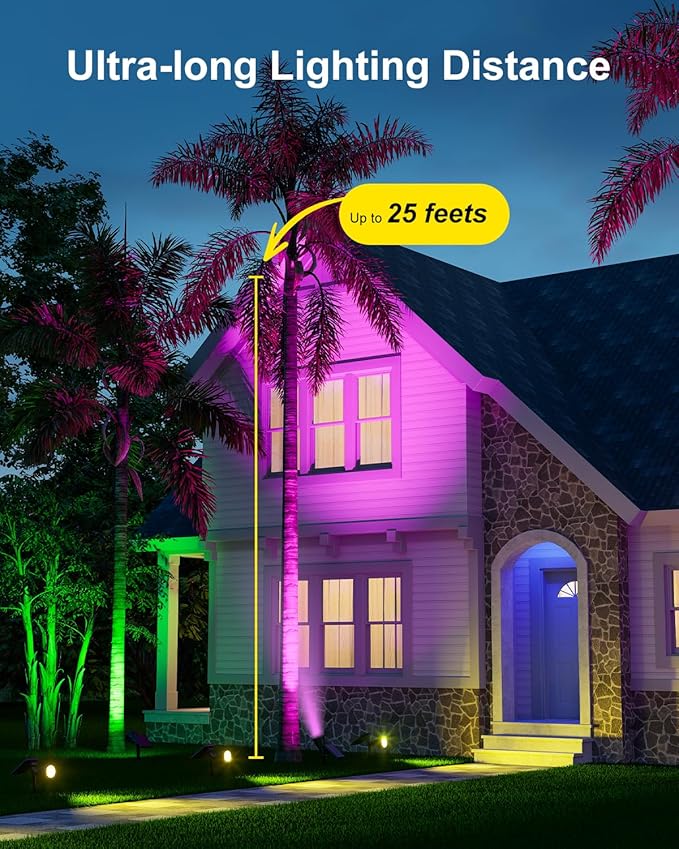 Color Changing Solar Spotlights Outdoor for Tree, Flower, Plant, Statue, Decorations, Wall, Waterproof Rainbow | Lumora