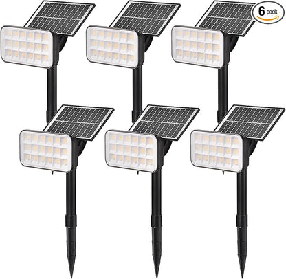 Solar Spot Lights Outdoor, 72 LEDs Landscape Lighting with 3 Lighting Modes and Auto On/Off, 360° Adjustable IP65 Waterproof Solar Powered Landscape Lights for Yard, Garden, Pathway, 6 Pack