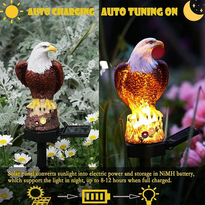 SmilingTown Solar Garden Lights Resin Warm White LED Figure Waterproof Decorations with Stake for Outdoor Yard Pathway Outside Patio Lawn Decor 2 Pack (Eagle)