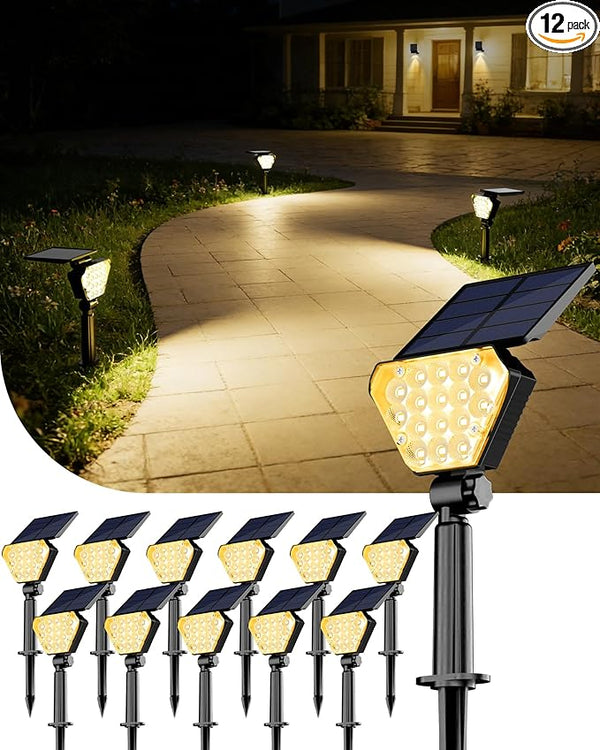 T-SUN Solar Lights Outdoor Waterproof IP65, 12 Pack LED Solar Spot Lights Color Changing IP65 Waterproof Smart Auto | Lumora