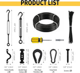 165FT All-Black Outdoor String Light Hanging Kit, 304 Stainless Steel Guide Wire with Matte Black Hardware Set | Lumora