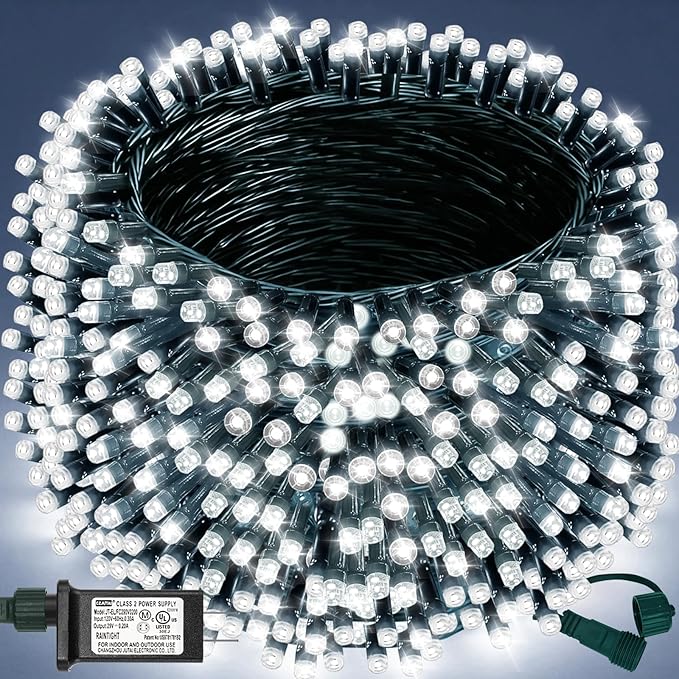 Decute 800LED 272ft Christmas String Lights UL Certified 8 Modes, Waterproof Outdoor Indoor Twinkle Starry Light for Christmas Tree Patio Garden Party Decor, Cool White