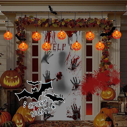 SUNSGNE 7FT Halloween Pumpkin String Lights, 25 Mini Orange Light Bulbs with 10 Plastic Pumpkins Lights for Indoor Outdoor Halloween Christmas Decorations