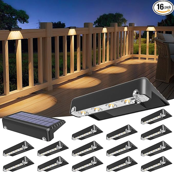 VOLISUN Solar Deck Lights 16 Pack, Bright Warm White Glow LED Large Size Lamp, IP65 Waterproof Step Lights Outdoor | Lumora