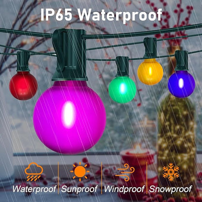 G40 Globe String lights,Frosted Multicolor LED Christmas Lights with 27 Shatterproof LED Bulbs, Hanging Christmas Tree Lights for Indoor Outdoor Holiday Party Backyard Christmas Decoration, Green Wire