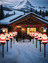 5 Pack Christmas Decorations Outdoor Santa Claus Pathway Lights, Connectable Garden Stakes with C7 Bulbs, UL | Lumora