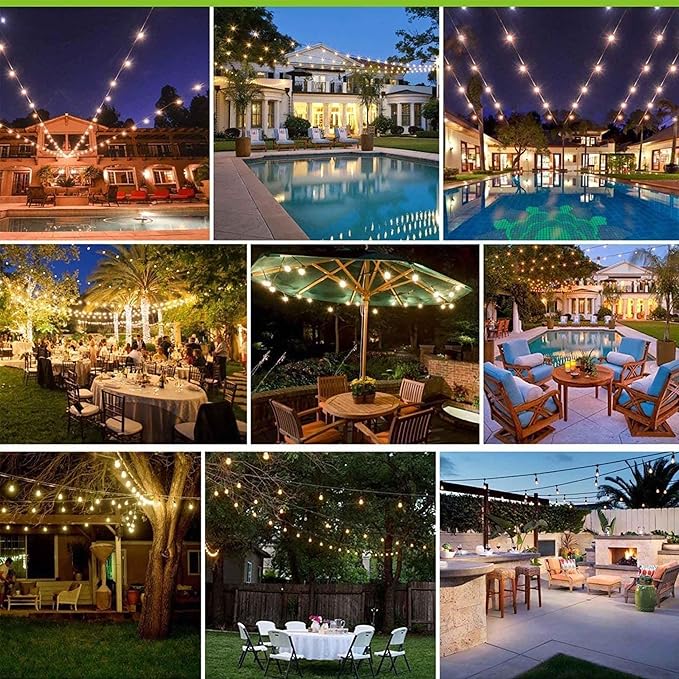 Banord Outdoor String Lights, 48FT Waterproof Patio Lights with 2W Dimmable LED Bulbs, for Outdoor Backyard | Lumora