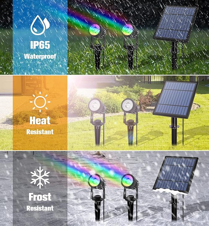APONUO Metal Solar Spot Lights Outdoor with 9.8ft Cable Solar Powered Landscape Lighting Low Voltage IP65 | Lumora