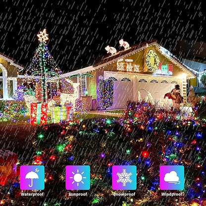 FULLBELL Black Christmas Light String, 33Feet, 100 LED Multicolor Christmas Decorations, Indoor Tree Party, Bedroom Decor (Multi Color- Black Wire)