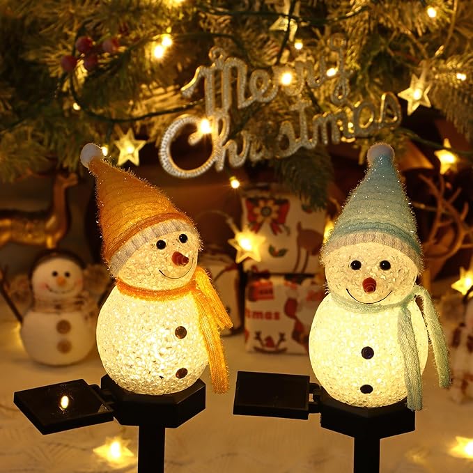 Solar Christmas Pathway Light，Set of 4 Solar Snowman Lights Waterproof Outdoor Christmas Decorations for Xmas | Lumora