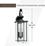 Generation Lighting 8468-12 Jamestowne Transitional Two - Light Outdoor Wall Lantern Outside Fixture, Black Finish | Lumora