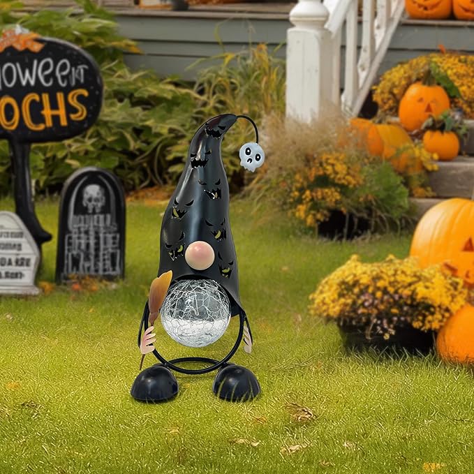 Halloween Decorations Outdoor Solar Lights Gnome, Color Changing LED Lights with Jack-O-Lantern Hollowed-Out Hat | Lumora