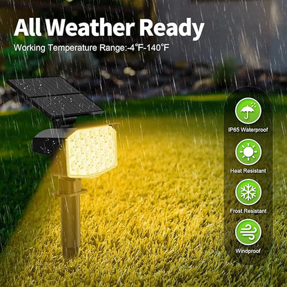 Solar Spot Lights Outdoor, [27 LED/2 Pack] Adjustable Solar Lights Outdoor Waterproof IP65, Solar Powered Landscape Spotlights 3 Lighting Modes for Yard Garden Outside(Warm White)