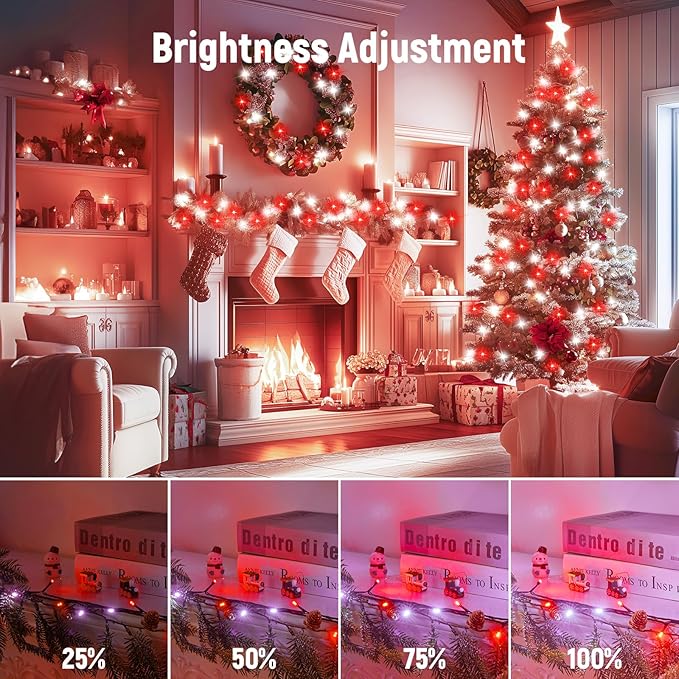Minetom 328 Ft 1000 LED Christmas Tree Lights Outdoor Indoor String Lights with 8 Modes Waterproof Twinkle Xmas Light with Remote, Plug in Rice Lights for Tree Christmas Decorations, Red & Cool White