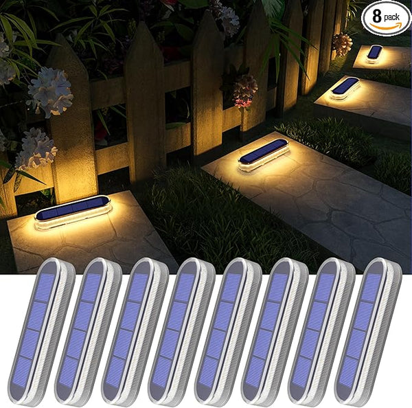 YiLaie Stick on Solar Step Lights Outdoor Waterproof, Small Solar Stair Lights Auto ON/Off for Deck Dock Driveway | Lumora