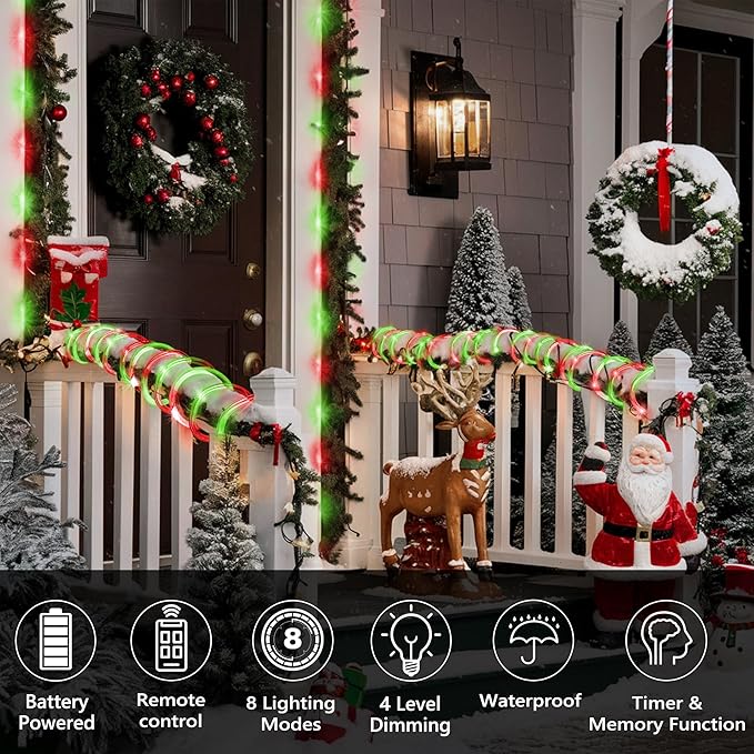 Jnaurb 2-Pack Battery Operated Rope Lights for Outside, Total 66FT 200LED 8 Modes Battery Operated String Lights | Lumora
