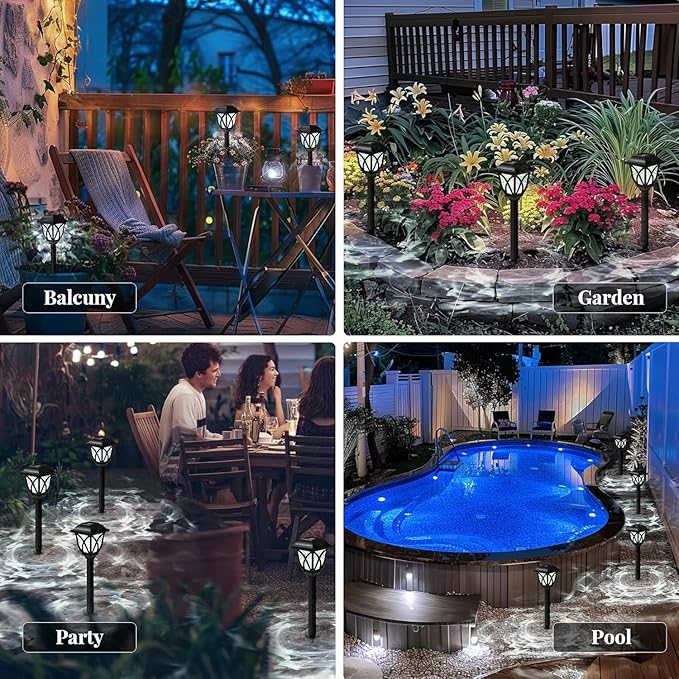 Solar Lights Outdoor Garden, 6 Pack LED Garden Waterproof, Solar Powered Pathway Lights for Yard, Patio, Landscape, Walkway, Path(Cold White)