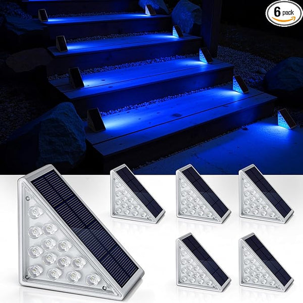 NIORSUN Solar Step Lights,6 Pack Blue LED Outdoor Step Lights, Stair Lights Outdoor for Patio, Fence, Yard | Lumora