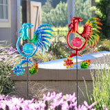 Rooster Solar Garden Lights, 2 Pack Metal Solar Stake Light, 27" H Outdoor Chicken Statues Figurine Lights for | Lumora