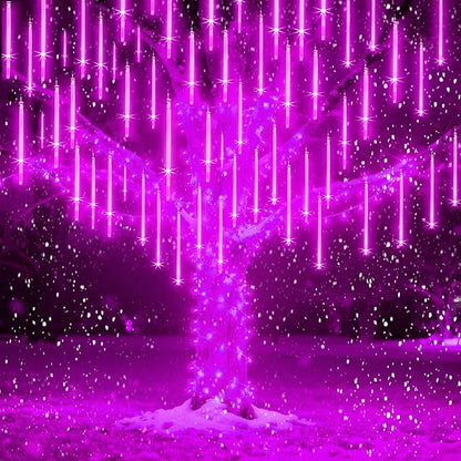 Christmas Lights 12 Inch 10 Tubes Meteor Shower Light LED Falling Rain Drop Lights Icicle Snow Cascading Xmas String Decor for Wedding Party Garden Decoration,Shine Purple