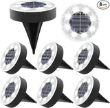 Joomer Solar Ground Lights, 8 Pack 8 LED Solar Lights Outdoor Waterproof IP68 Solar Disc Lights In-Ground Landscape | Lumora