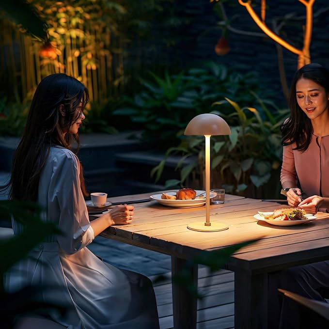 Portable Outdoor Table Lamp,Rechargeable Cordless LED Desk Light with 2200mAh Battery Operated,Shower Table Lamps,Waterproof Indoor/Outdoor Wireless,Dining Cafe Bathroom Restaurant Home