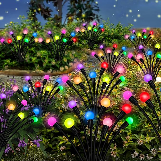 Kohlrabi Solar Garden Lights Outdoor, 10 Pack 80 LED Solar Firefly Lights Waterproof, Sway by Wind, Swaying Light | Lumora