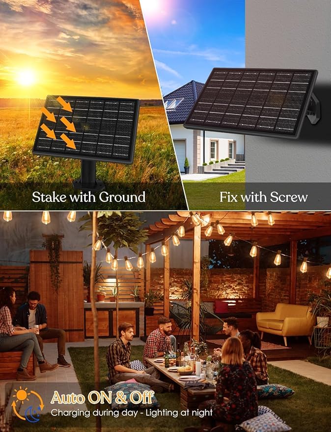 100 FT Solar String Lights Outdoor Waterproof with Remote & USB Port, Solar Power Patio Hanging Lights with Dimmer | Lumora